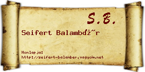 Seifert Balambér névjegykártya
